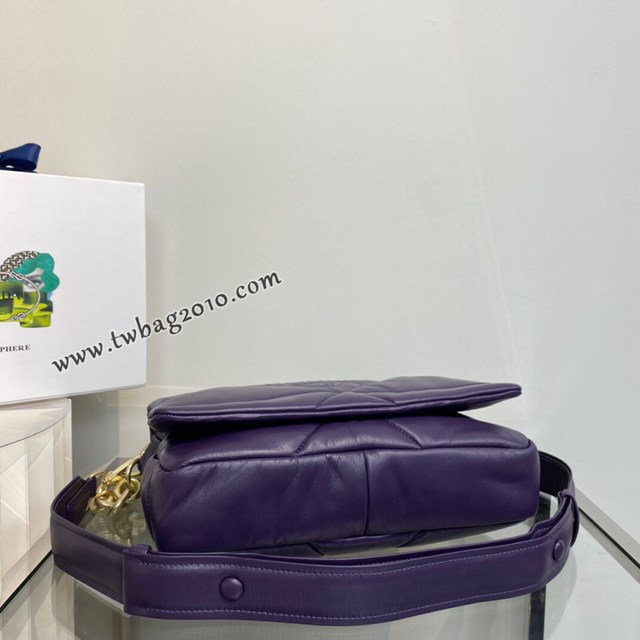 Prada專櫃最新款純手工菱形拼接圖案女包 1BD306 普拉達全羊皮翻蓋壓花斜挎包 csp1592
